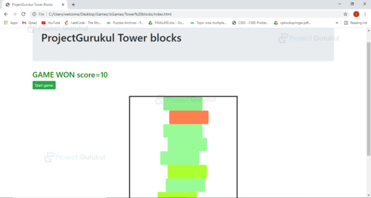 JavaScript Project - Tower Blocks Game - Project Gurukul