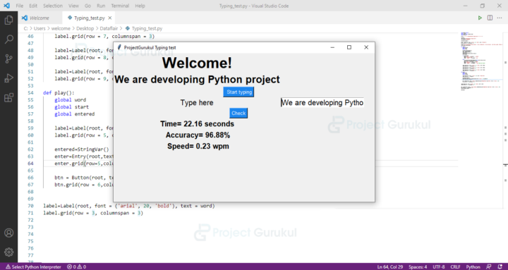 Python Project - Typing Speed Test - Project Gurukul