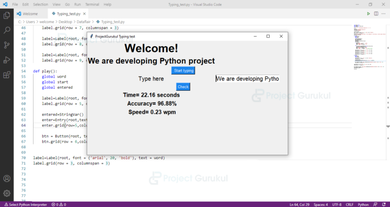 Python Project - Typing Speed Test - Project Gurukul