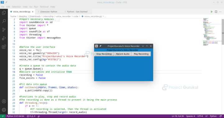 How to Create Voice Recorder in Python - Project Gurukul