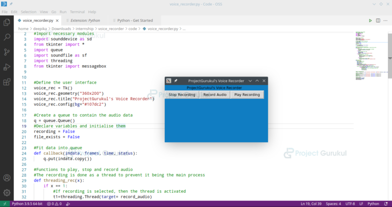 How To Create Voice Recorder In Python - Project Gurukul
