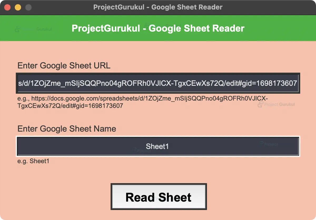 python google sheet reader output