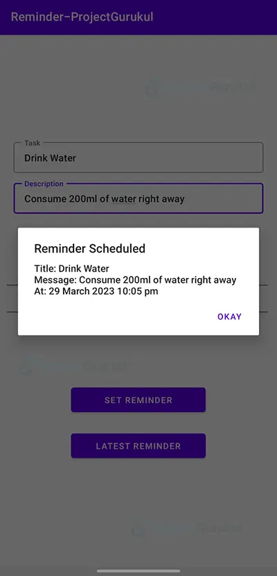 android reminder app project output